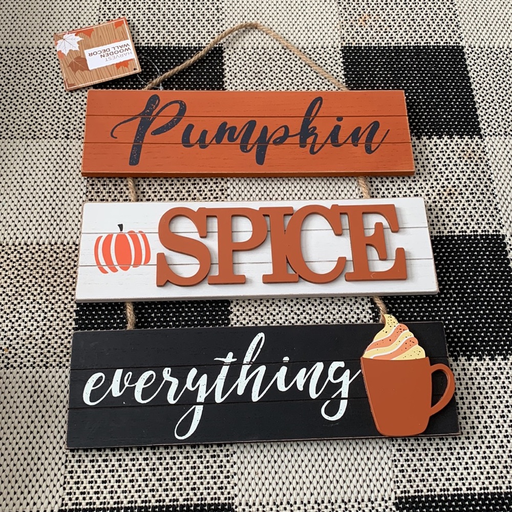 Pumpkin spice everything wooden wall decor NWT